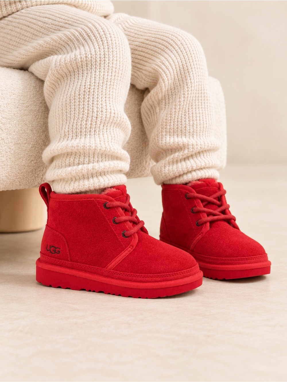UGG Neumel II Toddler Size 10 Samba Red Suede Lace Up Side Zip Winter Boots